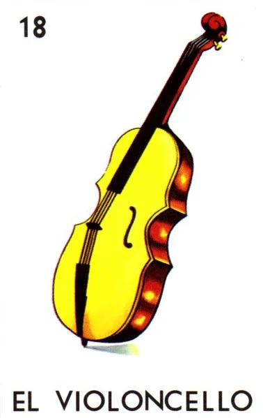 Carta El violoncello de la Loteria Mexicana