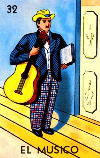 Carta El musico de la Loteria Mexicana