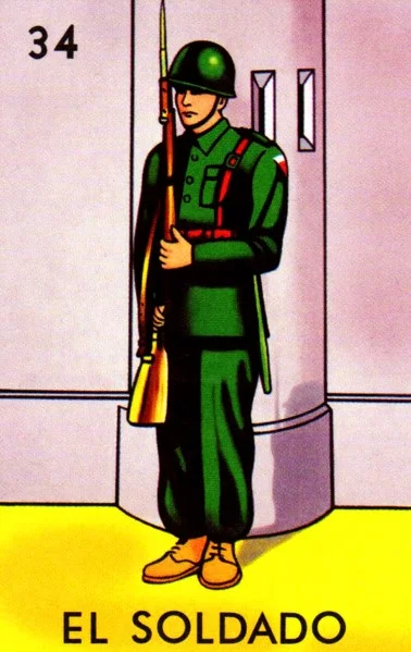 Carta El soldado de la Loteria Mexicana