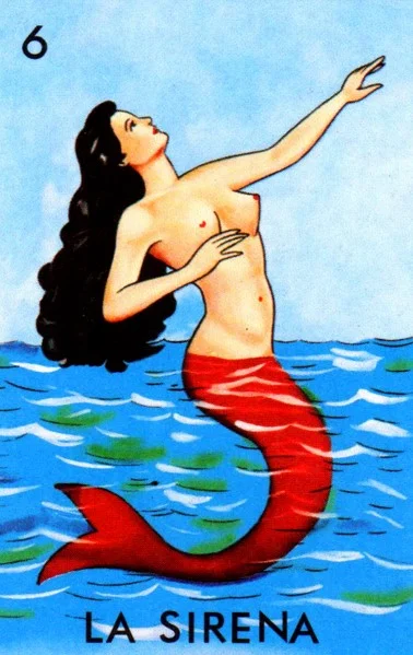 Carta La sirena de la Loteria Mexicana